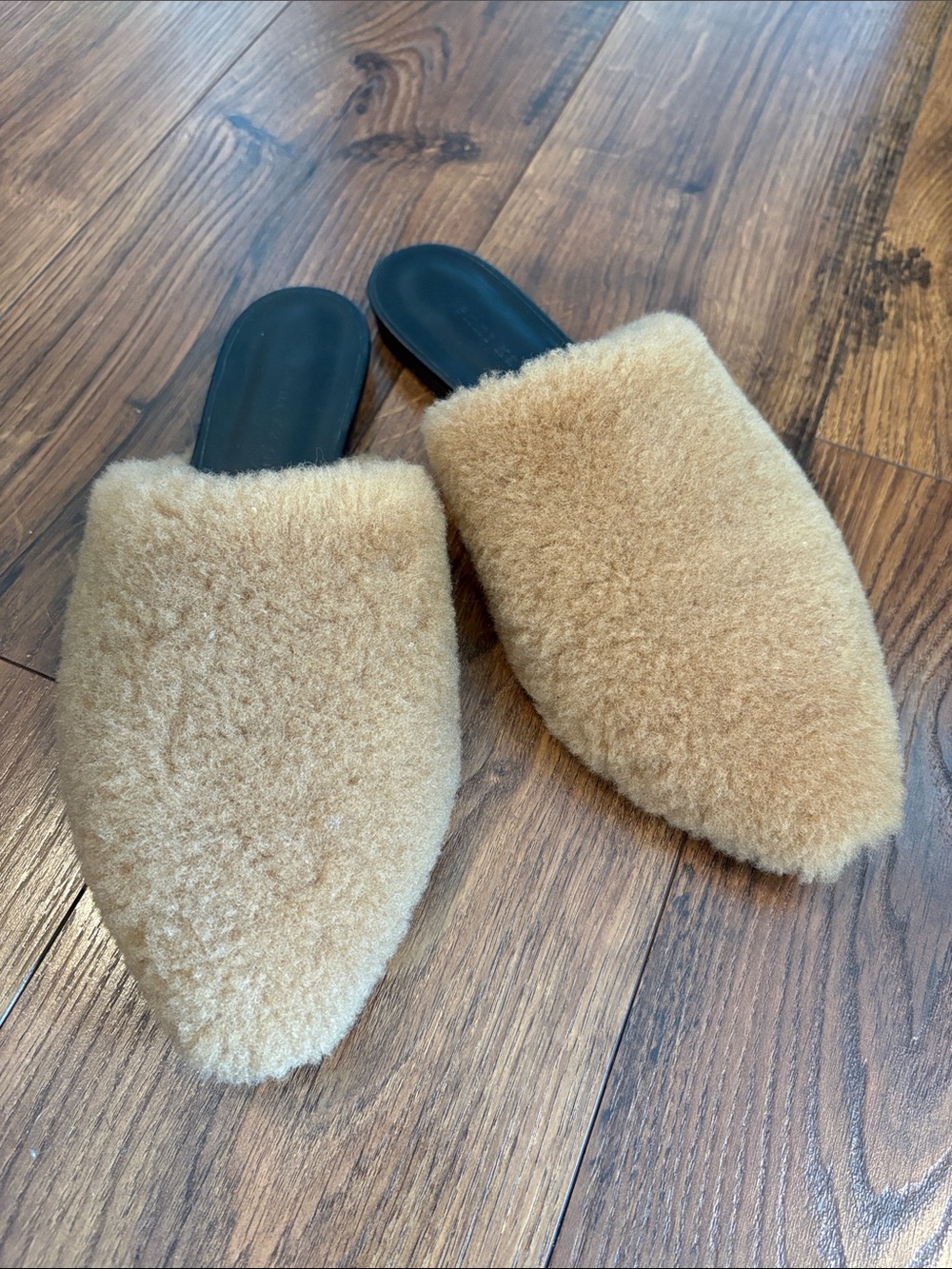 Jenni Kayne Cozy Shearling Mule Slides in Camel